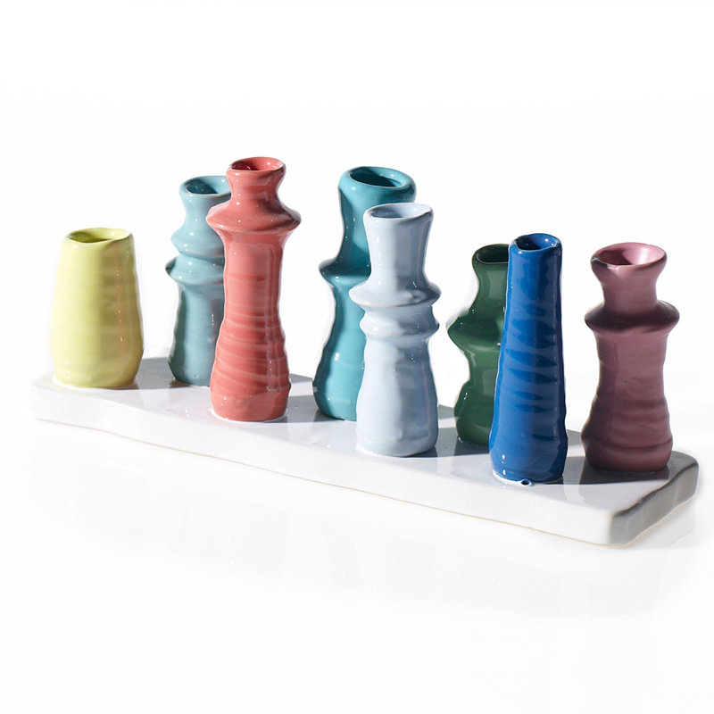 Multicolor 10.5"x 4.5'' Indoor / Outdoor Ceramic Table Vase