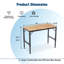 Établi réglable robuste de 48 po pour le garage, table d'atelier en bois d'hévéa avec patins en caoutchouc, poste de travail en bois franc, capacité de poids de plus de 2000 lb-1815217650