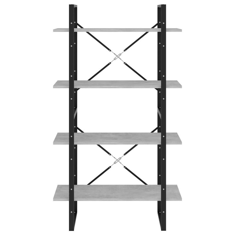 Canne Book Cabinet Engineered Wood, Concrete Gray, (4 Shelves) 55.1" H x 31.5" W x 11.8" D