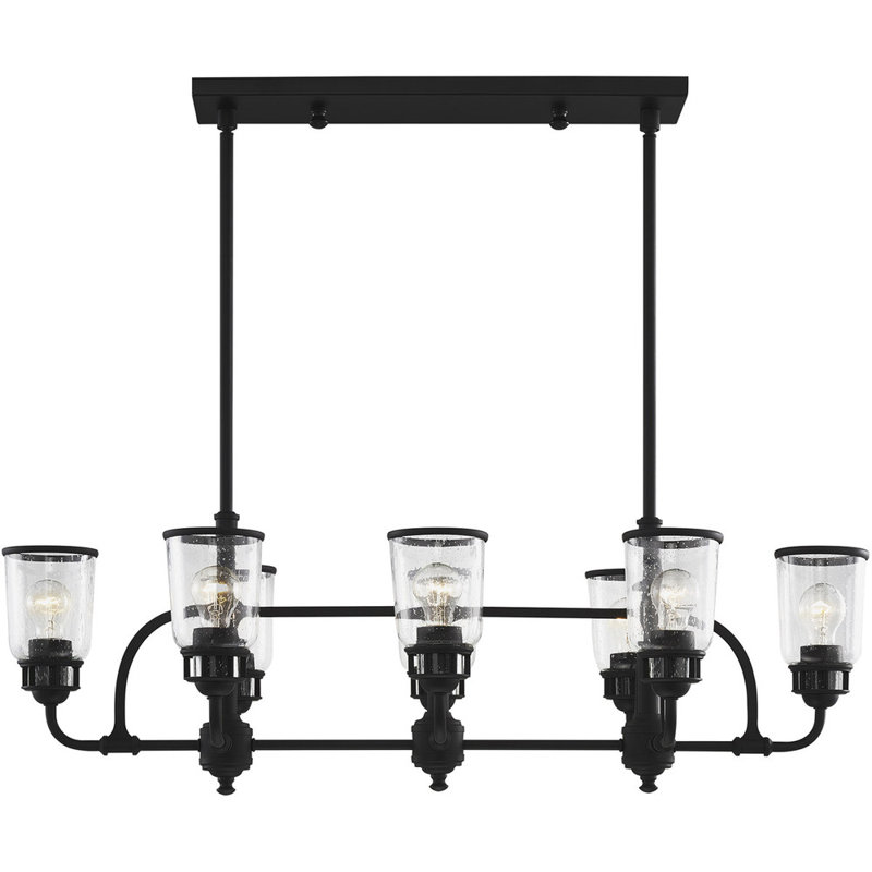 Lustre classique à 8 lumières avec accents de cristal Athow, Noir