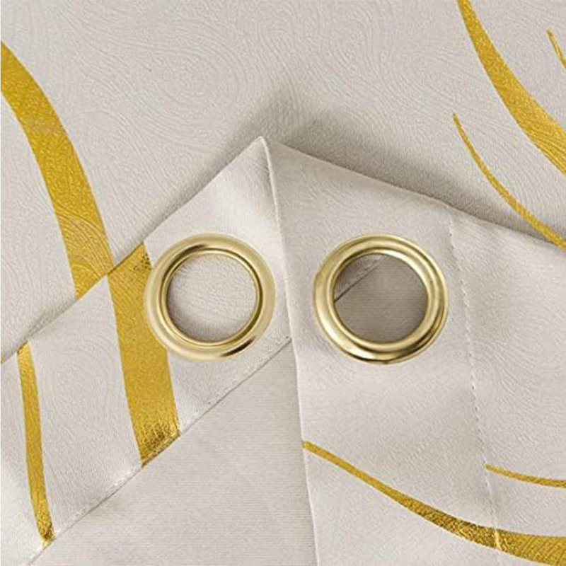 Polyester Blackout Grommet / Eyelet Curtain Pair, Beige/Gold
