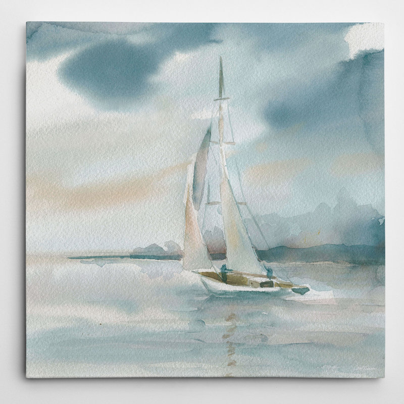 Subtle Mist I Blue and White Abstract Canvas Print