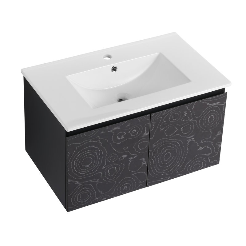 Meuble-lavabo mural 30 po avec plateau en céramique Lalitta
