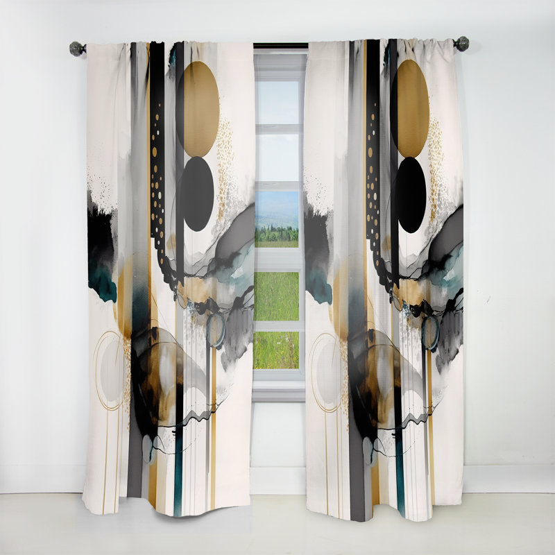Arnera - Abstract Transitional Modern Shapes III - Modern Velvet Curtain - Room Darkening - 1 panel, 52" W x 95" L