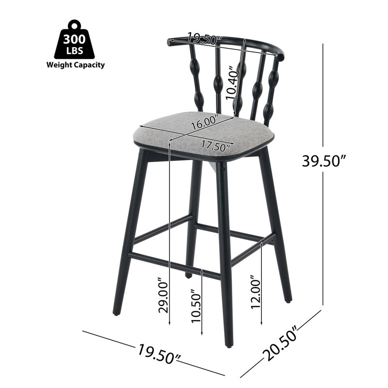Ensemble de 2 tabourets de bar d'intérieur en bois avec revêtement doux