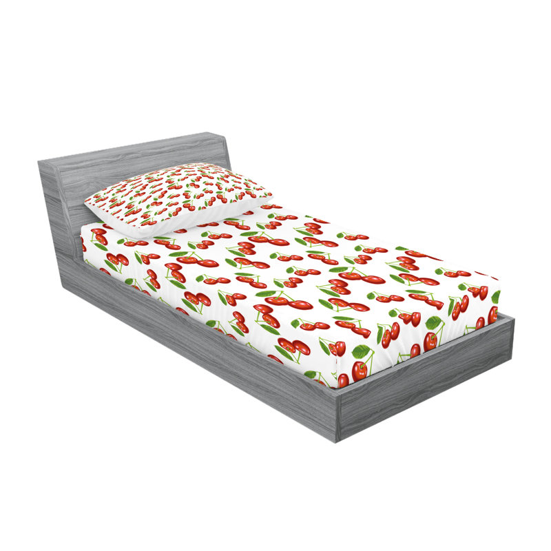 Ensemble de taie décorative à motif de fruits Ambesonne, vert vermillon blanc