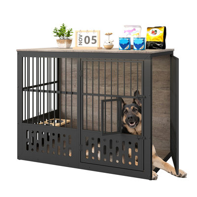 Chenil gris pour chien robuste pour l'intérieur, pour décorer la maison comme meuble télé, table de bout