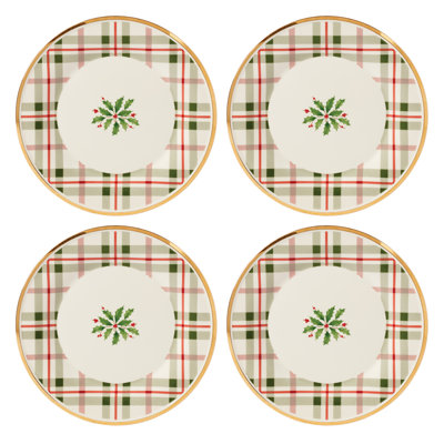 Assiettes décoratives Holiday à carreaux, ensemble de 4