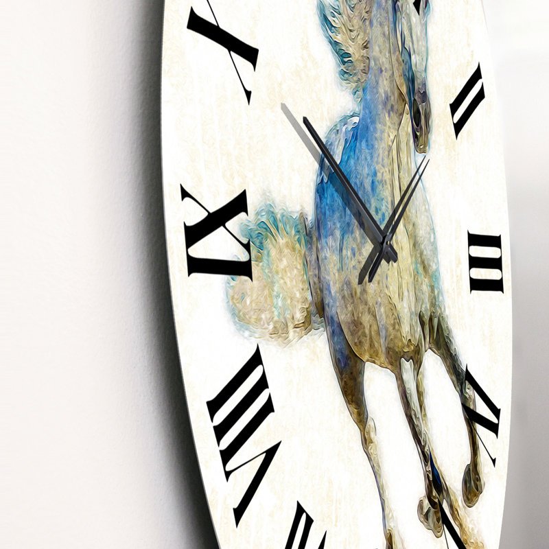 Cheval coloré avec paysage intérieur - horloge murale traditionnelle, Grand