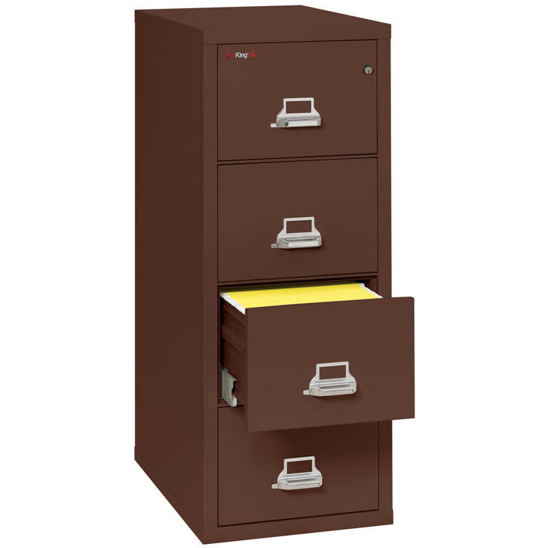 Fireproof 20.8125'' Wide 4 -Drawer Steel File Cabinet, Brown, Combination Lock, 52.75'' H X 20.81'' W X 31.56'' D 