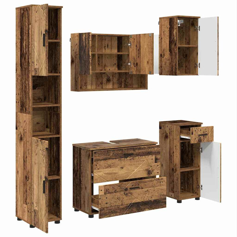 Bathroom Storage Furniture Set, Old Wood