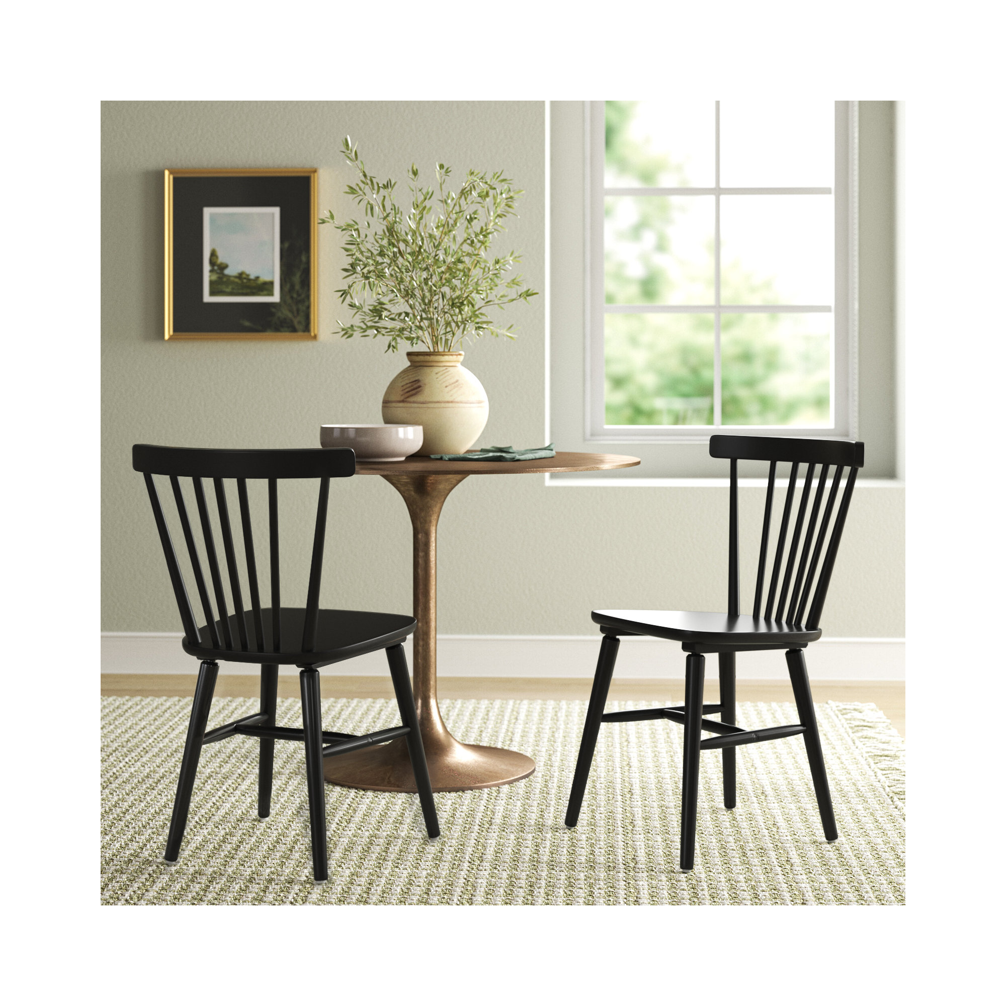 Antoya Solid Wood Dining Chair, Black