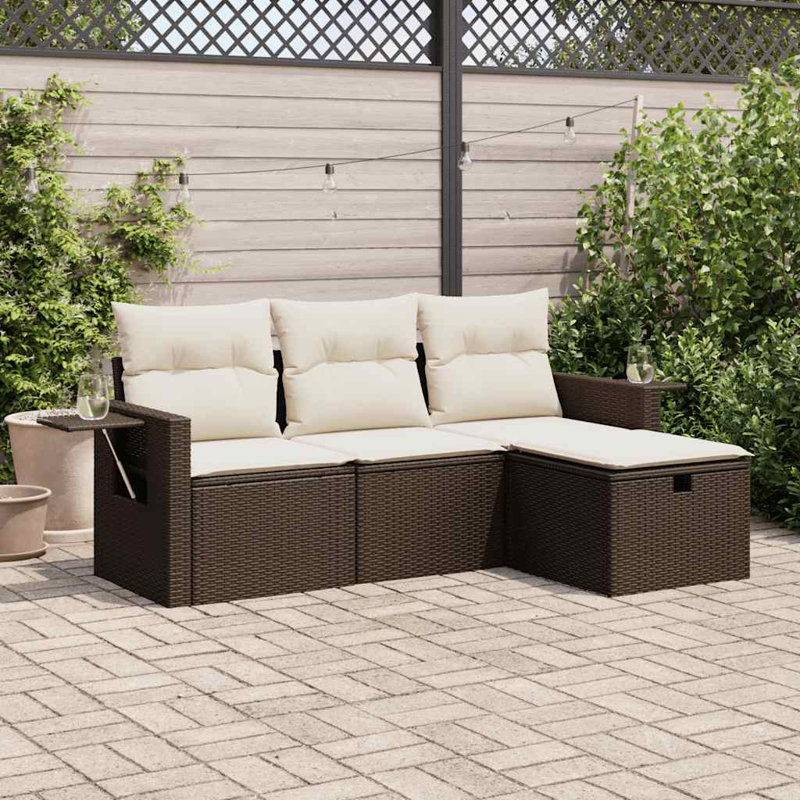 Garden Sofa Set Brown, Cream White
