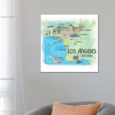 Los Angeles,California Travel Poster by Markus & Martina Bleichner - Wrapped Canvas Gallery-Wrapped Canvas Giclée