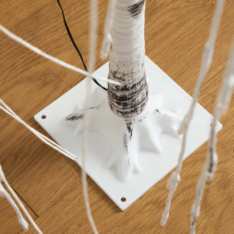 4 pi Saule blanc artificiel pré-éclairé avec 120 lumières DEL blanc chaud