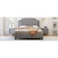 Grand lit en velours gris avec tête de lit et bouton, sans sommier, structure en bois, capacité de 600 lb-727379989-727379978
