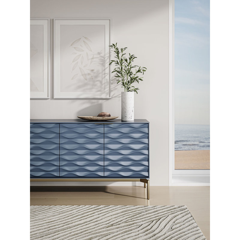 Ripple 79.5'' W Sideboard, Ocean/Brushed Brass