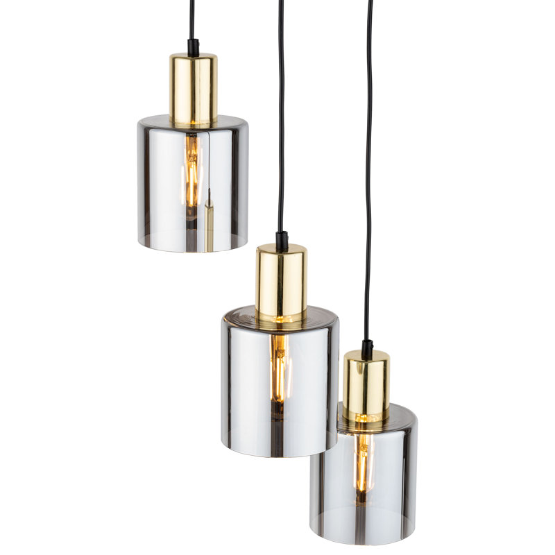 Sierra 3 - Light Stainless Steel Cluster Pendant, Gold/Chrome