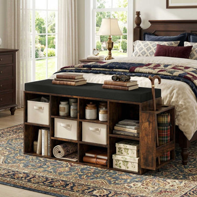 Sturdy Space Saving 10 Cubby Entryway Shoe Storage Bench With Built In Umbrella Stand For Hallway Foyer Organization Use