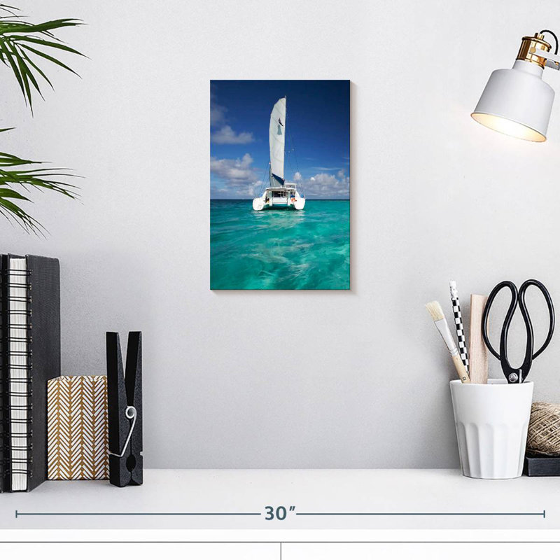 Aime Turquoise Sea Catamaran, 12" H x 8" W