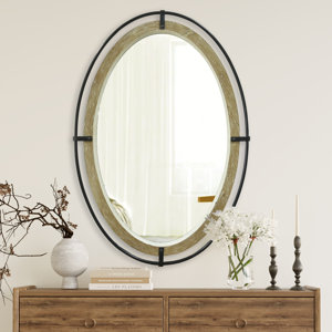 Brennin Solid Wood Oval Wall Mirror