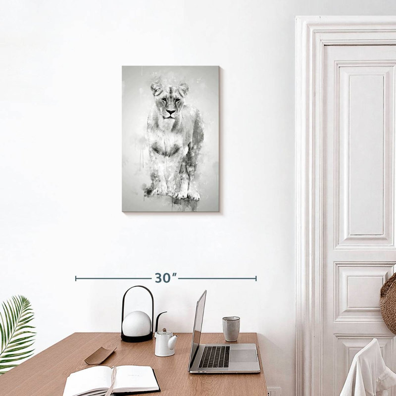 Brampt Lion Female Black And White, 24" H x 16" W