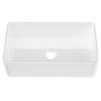 Évier de cuisine en argile réfractaire à tablier simple L 33 po x l 18 po avec crépine et grille inférieure