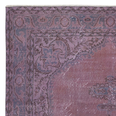 Tapis contemporain en laine 6,8 x 10,4 pi de couleur mauve, fabriqué à la main en Turquie