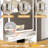 Vanity Desk With 3 Color Illumination & Drawers, 4 Pieces, 1 Cabinet, For Bedroom Use Featuring Adjustable Lights Openable Mirror, , Regal Design-470666949