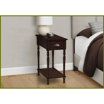 Table basse à 2 niveaux peu encombrante - placage brun cerise étroit avec rangement pour le salon et amp; Chambre à coucher