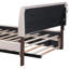 Lit rembourré avec motif à rayures et construction beige - Style de stabilité de chambre à coucher uni-673587214