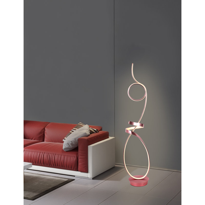 63'' LED Novelty Floor Lamp with USB, Rose Copper