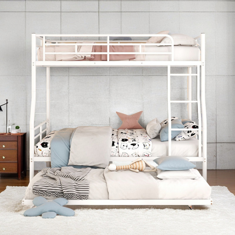 Lit pour enfant Alaila, Double sur grand, Blanc