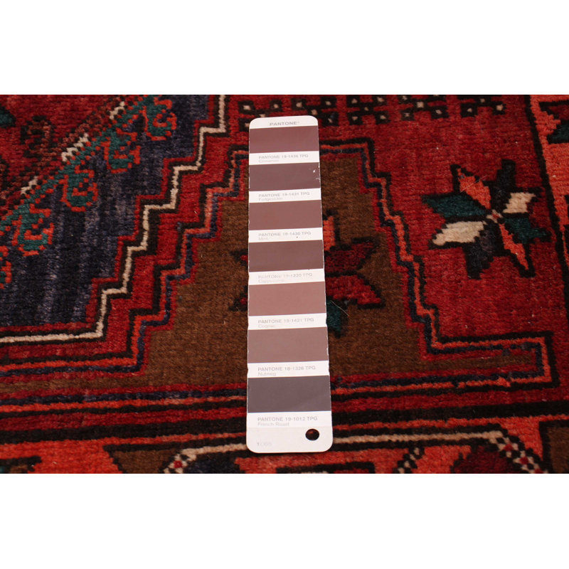 Tapis de couloir en laine noué à la main de conception unique 2000 pi 3 pi 3 po x 10 pi 5 po Baynard en brun / vert foncé / rouge
