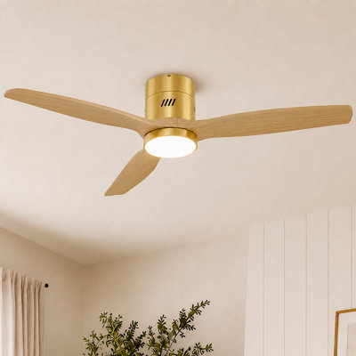Vincent 52 in. Flush Mount Modern Ceiling Fan with Light Kit and Remote Control, 6 Speed Noiseless DC Motor, for Indoor/Covered Outdoor Use
