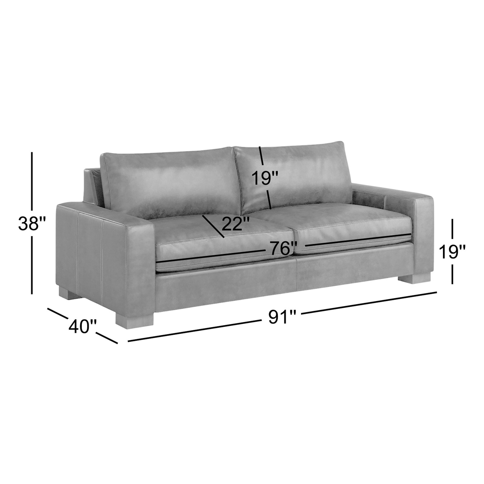 Jonie 91" Genuine Leather Sleeper Sofa , Revelation Midnight Genuine Leather
