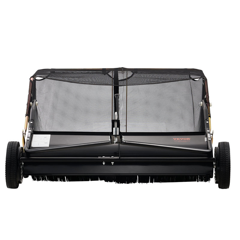42-Inch Lawn Sweeper Tow Behind, 12 Cu.Ft. Large Pull Behind Grass Sweeper, Heavy Duty Leaf & Grass Collector With Dumping Rope Design, Adjustable Sweeping Height For Picking Up Debris & Grass