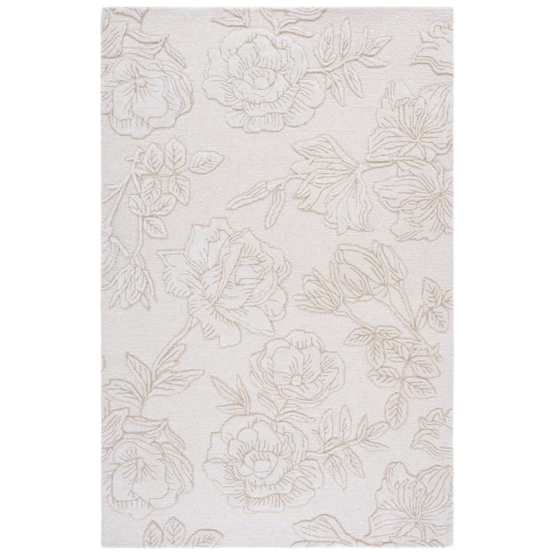 Laine touffetée à la main Glamour Viscose Tapis d'intérieur floral en coton, Rectangle 9 pi x 12 pi