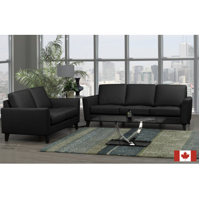 Brunet 2 Piece Genuine Leather Living Room Set