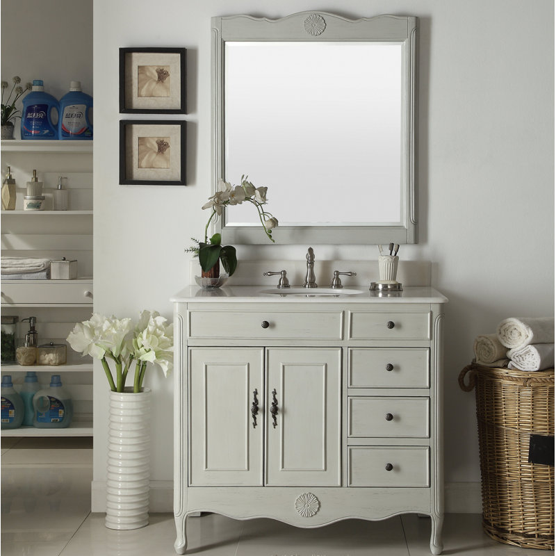 Ensemble de meuble-lavabo simple 38 po Medina, Gris clair vieilli
