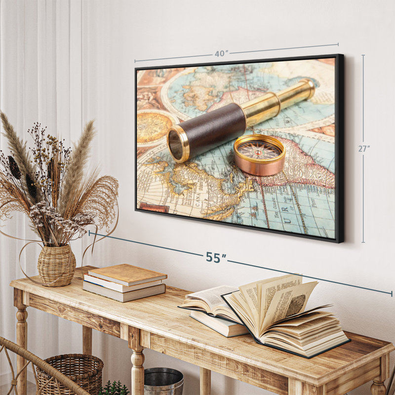 " Spyglass And Compass Canvas Print ", 27" H x 40" W