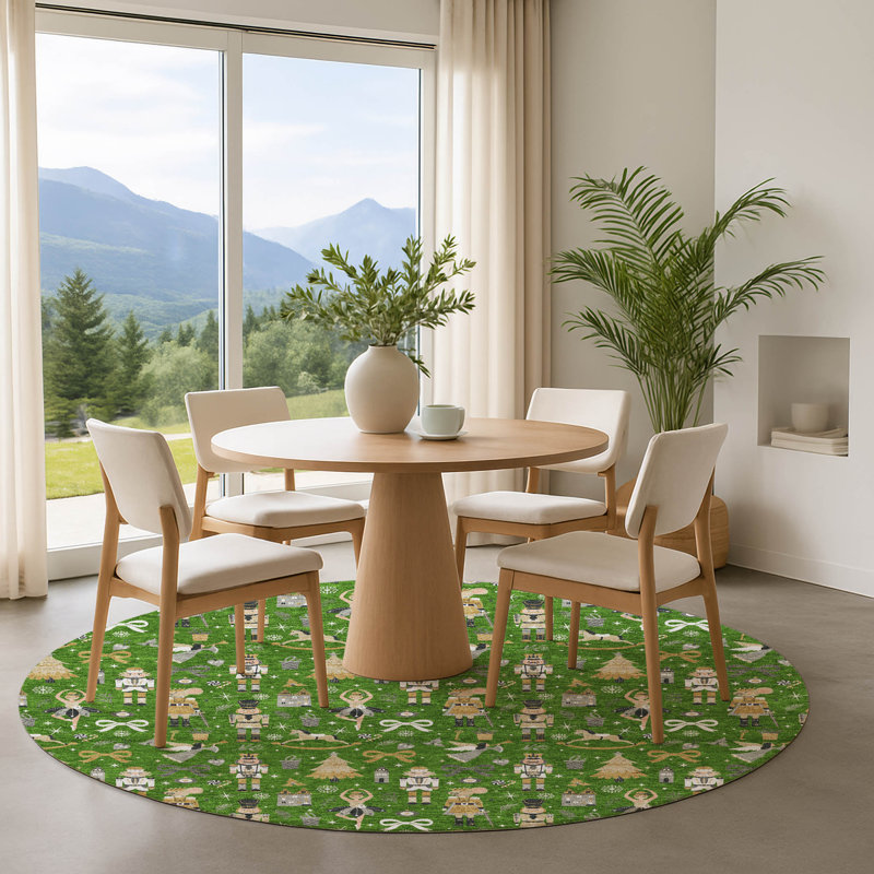 Tapis de Noël de qualité supérieure lavable à la machine Lingeswaran AMF1827, Rond 8 pi
