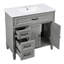 Meuble-lavabo gris de 36 po avec lavabo, structure en bois, armoire, portes à fermeture en douceur, patins réglables, assemblage facile