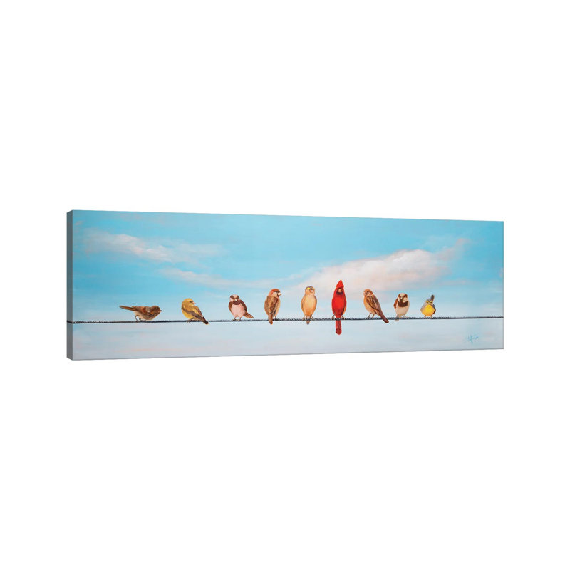 Sweet Birdson A Wire I by Sandra Iafrate - Wrapped Canvas Panoramic Print, 30.48 cm H x 91.44 cm W x 1.91 cm D