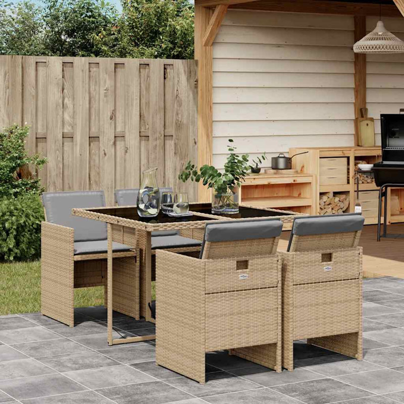 Patio Dining Set with, Mix Beige, Grey