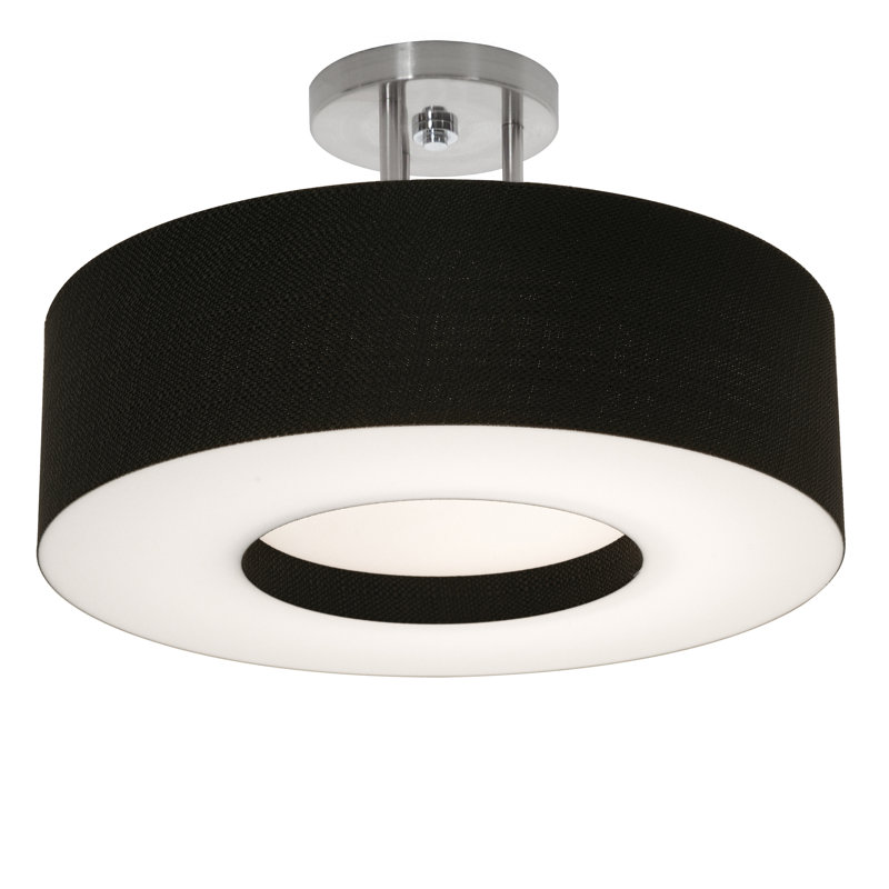 Montclair 1-Light 15" Semi Flush Mount, Black, 10" H x 15" W x 15" D
