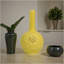Vase à fleurs Remi, col étroit, céramique jaune avec motifs floraux, 16 po