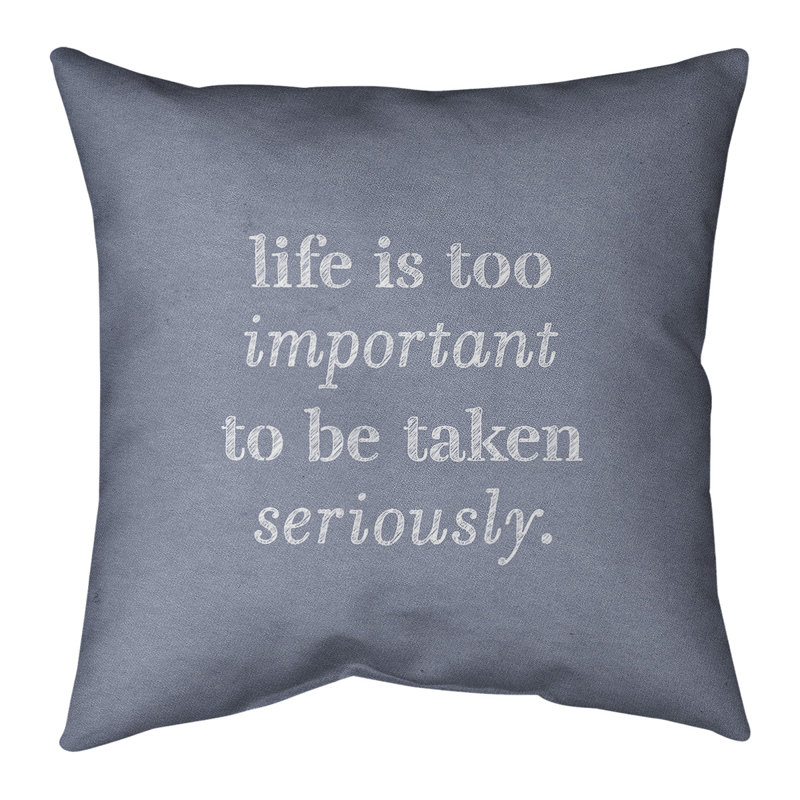Housse de coussin Handwritten Life & Levity, 20 po X 20 po, Bleu / blanc, Housse de coussin seulement - sans coussin