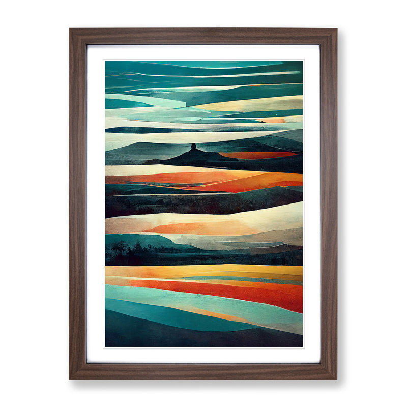 Meadow Landscape Abstract No.1 - Framed Print, 46cm H x 34cm W x 2cm D, Walnut