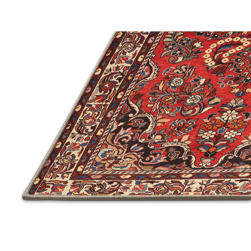 Tapis traditionnel mehroon/noir/crème, Rectangle 2 pi x 3 pi